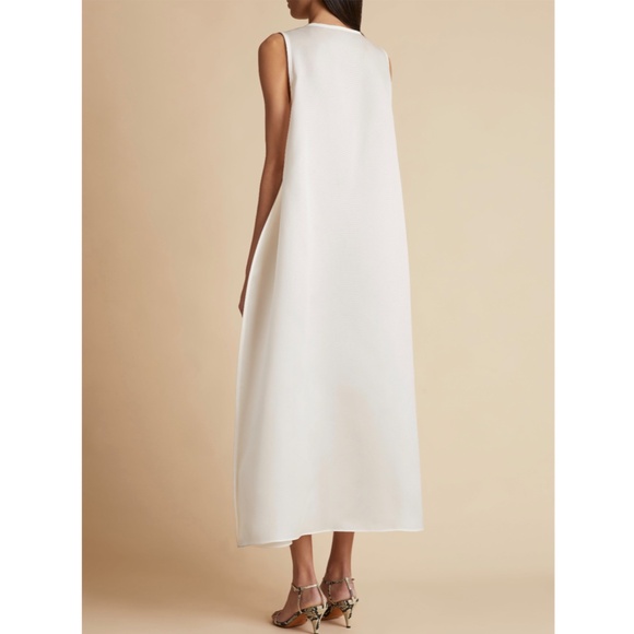 KHAITE Coli Silk Gazar Midi Dress in Chalk White Size 2 - Picture 4 of 15